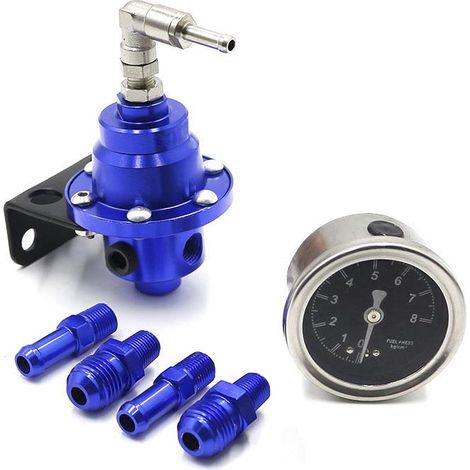 Régulateur de pression de carburant auto avec manomètre, soupape de régulation de pression d'essence pour modification moteur (1/5)