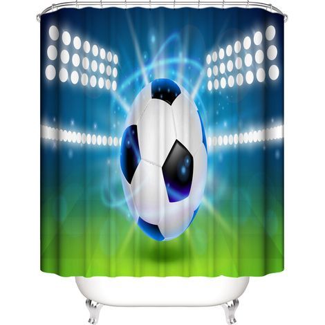 Rideau de douche à motif de ballon de football 180 x 180 cm