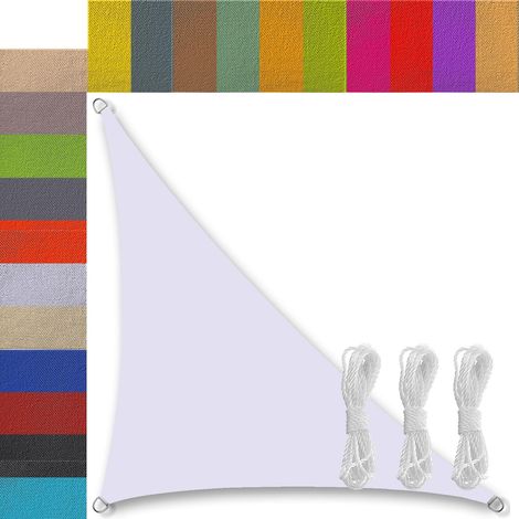 Toile d'ombrage Triangulaire Triangle Imperméable pour Patio avec Corde Libre Voile d'ombrage Potager pour Patio Jardin terrasse extérieur Piscine Blanc 2x2x2.8m (1/5)