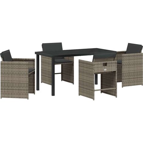 Ensemble de salle à manger pour jardin 5 pcs，Salon de jardin Gris Poly rotin CFW15100 (1/5)
