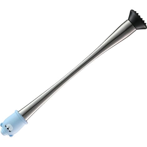 Pilon professionnel avec poignée confortable. Pilon professionnel facile à utiliser en acier inoxydable pour bar, bleu, 30 cm/11,8 pouces. (1/5)