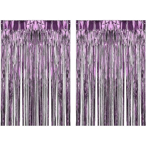Rideaux à franges métallisées (2 pièces) - Décor de fond pour fêtes, anniversaires, carnavals-Light Pink