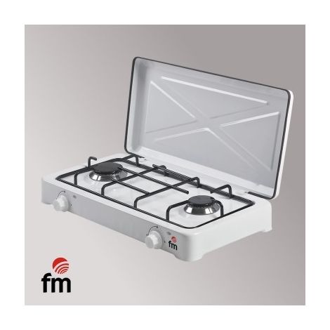Hornillo de Gas butano 2 Fuegos FM HG200 Blanco (1/4)