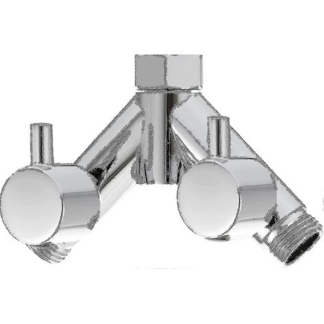 Robinet d'arrêt de douche en laiton chromé, inverseur 2 voies, raccord en Y 1/2 pouce, pour flexible et pommeau de douche, 2 février