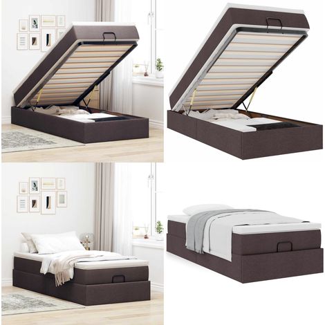 vidaXL Ottoman-Bett mit Matratze Dunkelbraun 100x200 cm Stoff (1/5)