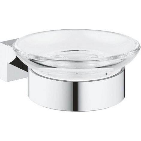 Grohe Essentials Cube Porte-savon en verre avec support chrome' et accessoires de salle de bain a' fixation cache'e