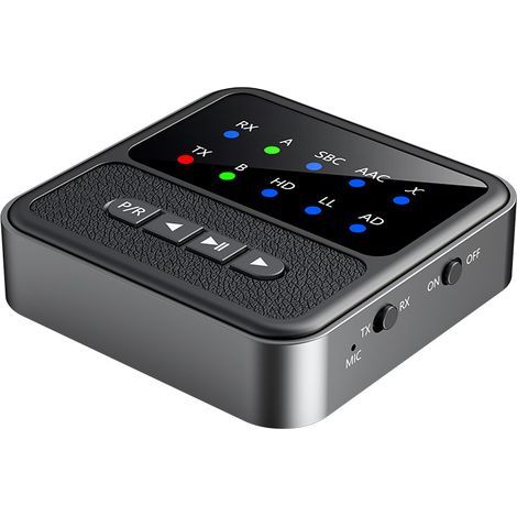 Transmetteur Bluetooth TV - Bluetooth 5.3 - Entrées Optique/AUX/RCA/USB - aptX Adaptive et aptX HD - Portée 30 m - Pour 2 Casques Sans Fil - 1 Pièce (1/5)