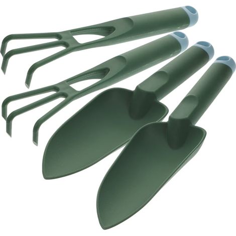 Ensemble pelle à main et râteau avec manche ergonomique (adapté aux plantes en pot) (1/4)