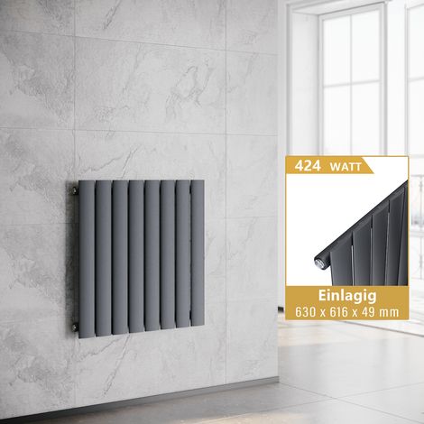 ELEGANT Heizkörper Horizontal Anthrazit Design Flachheizkörper Paneelheizung Einlagig 630x616mm (1/5)