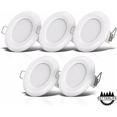 LED-Einbaustrahler für Badezimmer, ultradünn (25 mm), Ø 90 mm, weiß, Deckeneinbauleuchte, 5–7 W LED-Panel, 460 lm, neutralweiß (4000 K) (1/5)
