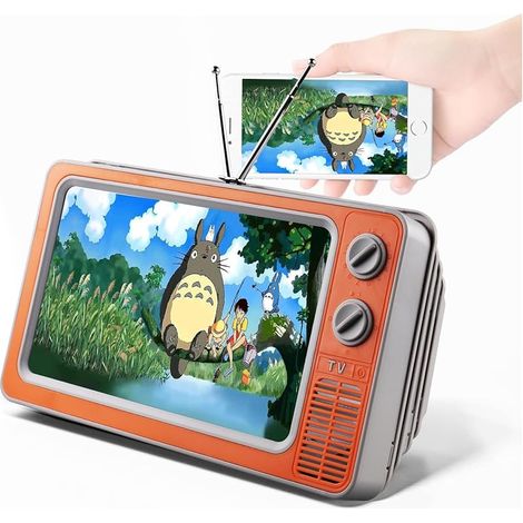12" Loupe d'écran,3D HD de Téléphone Portable Amplificateur d'écran Support de Phone Pliable Agrandisseur Ecran Telephone Projecteur pour Tous Les Smartphones(Oranger) (1/5)