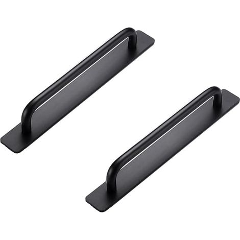 Lot de 2 Poignées Autocollantes en Aluminium pour Armoire Chambre à Coucher Salle de Bain Cuisine Poignées (180 mm, noir) (1/5)