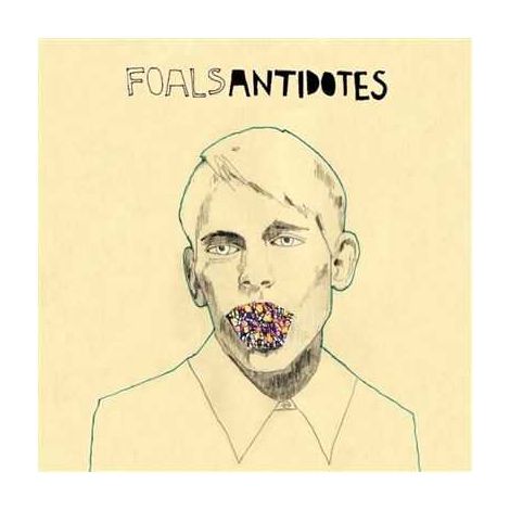 Copertina album / stampa grafica RHINO Foals Antidotes 2008 illustrazione crema e verde