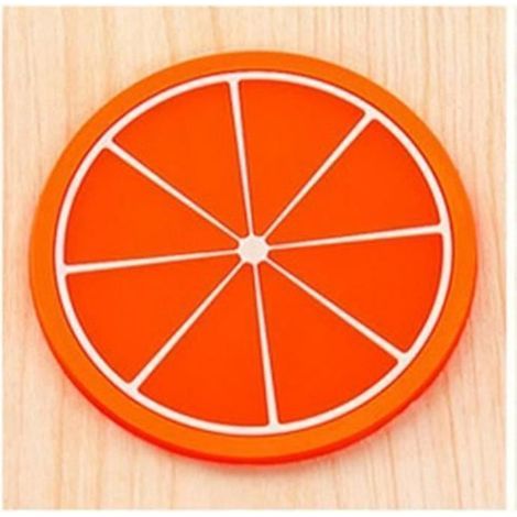 Silicone Coaster - Fruit Shape - Orange - 1 Piece - Washable