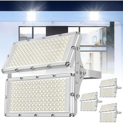 Projecteur LED 200W 4PCS, Lampadaire Intérieur Extérieur 20000LM, Spot Extérieur IP66, Eclairage de Sécurité Blanc Froid 6000-6500k, Floodlight Idéal pour Jardin, Garage, Route