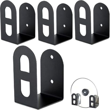 Support mural noir pour couvercles de casseroles, lot de 4 pièces en acier inoxydable L (1/4)