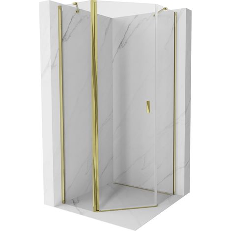Cabine de douche pentagonale pivotante Mexen Mist 80 x 80 cm, transparente, dorée - 8A8-080-080-50-00 (1/5)