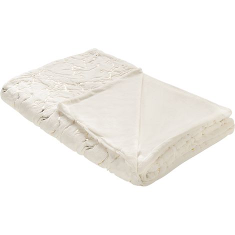 Manta colcha de poliéster con estampado de mármol dorado 130 x 180 cm blanco crema Godavari