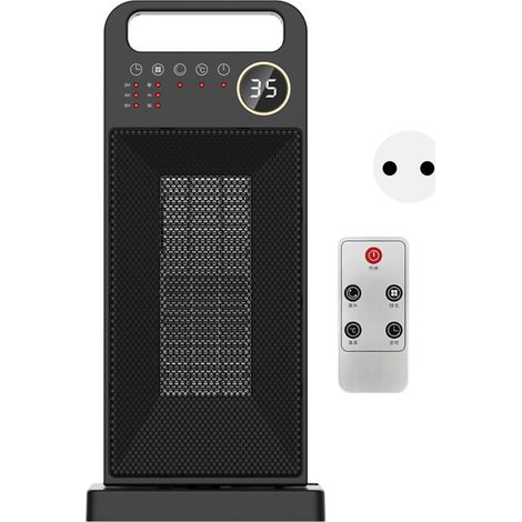 Chauffage électrique vertical Noir Écran tactile Télécommande Rotation 120° PTC Silencieux 2000W Prise EU (1/4)