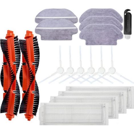 Chiffon de vadrouille - Brosse latérale - Compatible Xiaomi STYJ02YM Conga 3490 Viomi V2 Pro V3 SE - Pour Robot Aspirateur Balai - Lot de 5 + 6 Pièces (1/4)