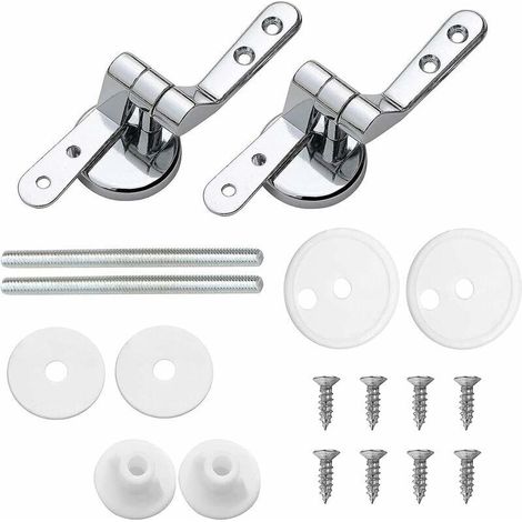 Toilet Seat Hinge Fasteners, Pack of 2 Zinc Alloy Replacement Hinges with Fixings (1/4)