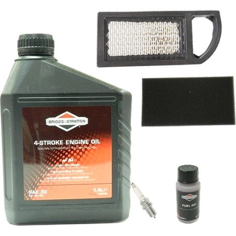 Briggs & Stratton – Kit entretien moteur – Hivernage pour moteurs Briggs et Stratton – Contient huile 1.4L, pré-filtre, filtre à air, bougie, additif