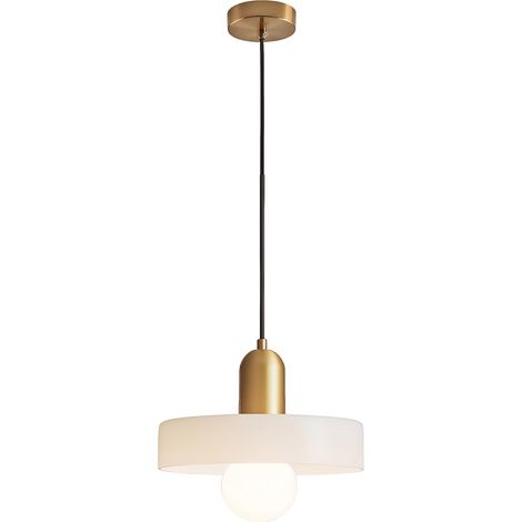Suspension Vintage Verre Blanc 25cm E27, Lampe Suspendue Réglable pour Salon Chambre Cuisine