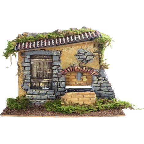 Fontana per Presepe Effetto Pietra e Muschio 22X17X22CM Peraga Christmas