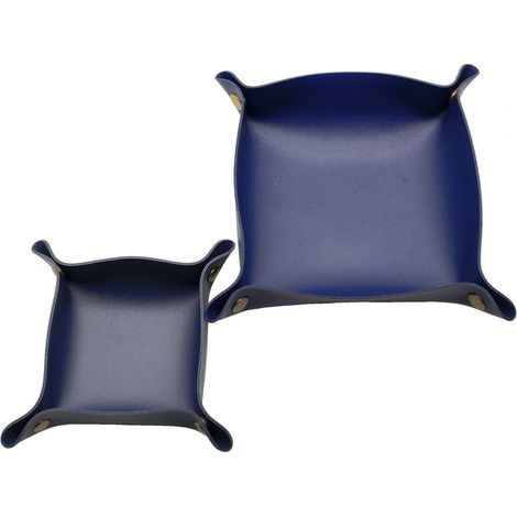 Boîte de rangement carrée en similicuir, organiseur de bijoux de bureau, multicolore, style nordique 25 x 25 mm - bleu foncé (1/5)