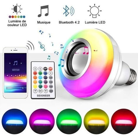 Ampoule Led E27 AUDBURN - Couleur RVB Dimmable - Haut-parleur Bluetooth intégré (1/4)