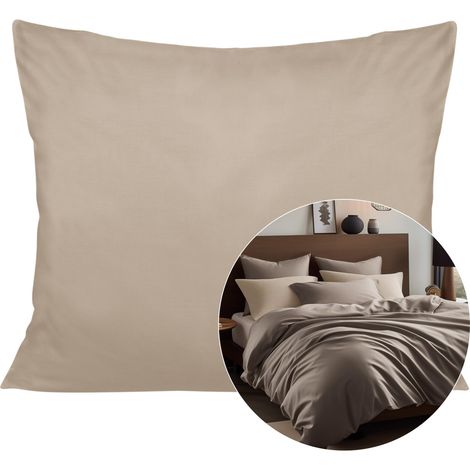 Kissenbezug 70x80, 100% Baumwolle, Satin, Dunkelbeige, glatt (1/5)