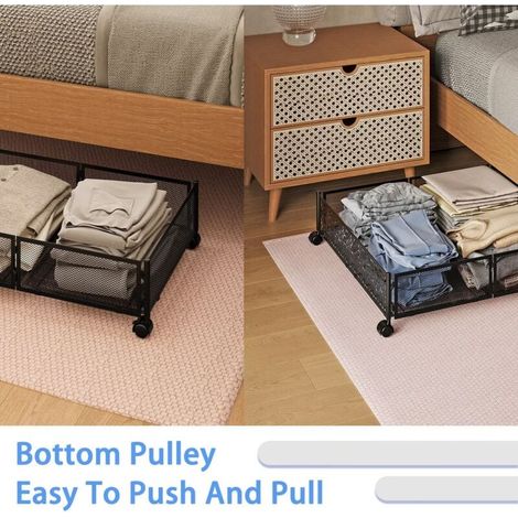 Conteneurs de rangement sous le lit, rangement pour chaussures sous le lit avec roulettes, organisation de rangement pliable pour chambre à coucher avec poignées, tiroir de rangement sous le lit pour (1/4)