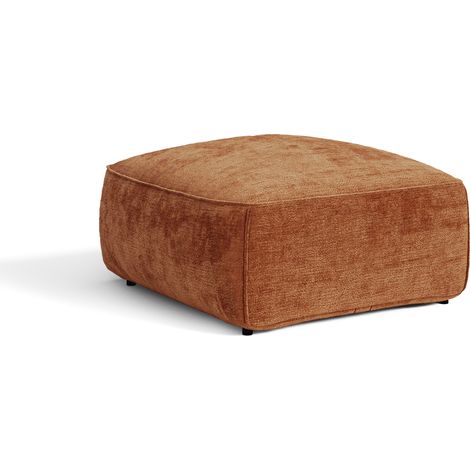 Pouf en velours gaufré terracotta LOMI (1/5)