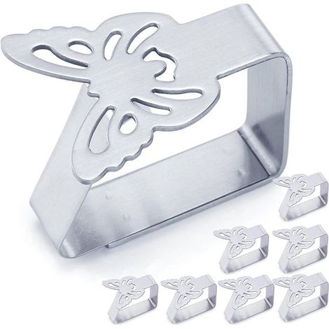 Pinzas para manteles de exterior - 8 piezas - pinzas para manteles - pinzas para manteles de acero inoxidable - pinzas para mesas - mariposa (1/5)