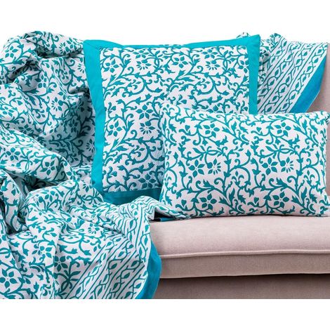 Couvre-tout pour canapé à motifs turquoise 180x270 Vietri (1/4)