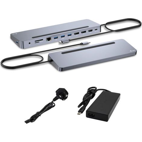 i-tec USB-C Metal Ergonomic 3x 4K Display Docking Station with Power Delivery 100 W + Universal Charger 100 W (1/4)