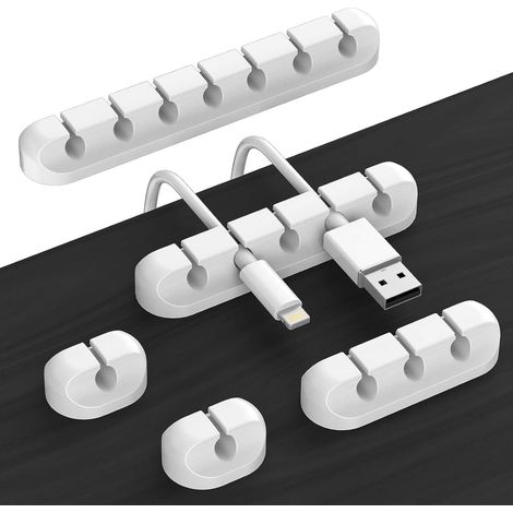 Organiseur de câbles bureau - clips et supports autocollants faciles à appliquer protègent les des salissures Lot 5 blanc (1/5)