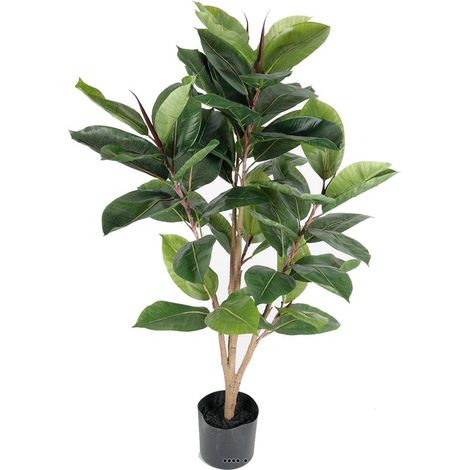 Ficus Robusta Artificiel tronc PE en pot beau et rare H90cm D65cm Vert - dimhaut: H 90 cm - couleur: Vert