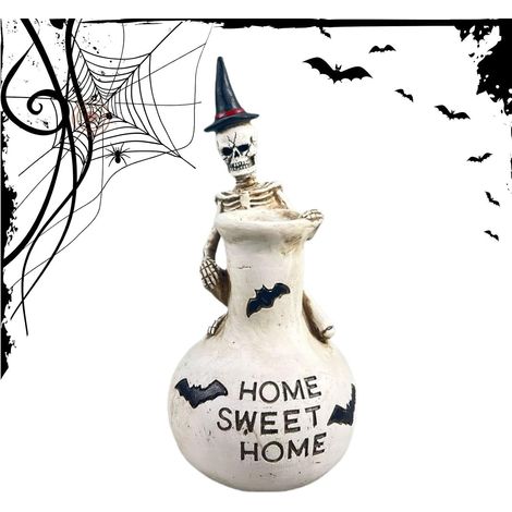 Vase de crâne-Squelette Gothique d'halloween, Vase de Maintien de crâne de Ce vase crâne sert de décoration gothique saisissante, savamment conçu pour contenir des fleurs ou de la verdure tout (1/5)
