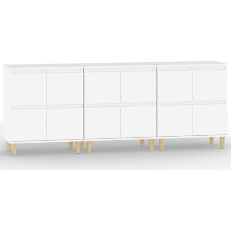 Aparador cómoda mueble almacenaje organizador cocina salón salón 3 piezas 60 x 35 x 70 cm blanco madera contrachapada 020036992