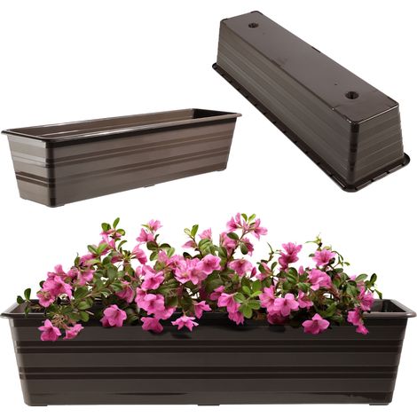 KADAX Blumenkasten aus Kunststoff, Braun, 60 cm