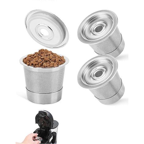 Lot de 3 capsules de café réutilisables compatibles avec les machines à expresso à double filtre, capsules de type K réutilisables en acier inoxydable, filtre K-cup permanent. (1/5)