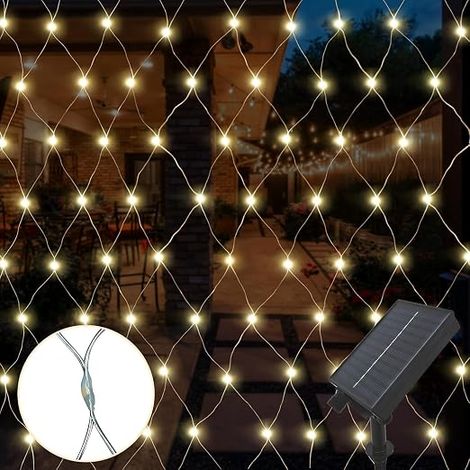 Solar String Lights LED Warm White Curtain String Lights for Wedding Christmas Decoration Indoor Outdoor 3x2m 192L (1/5)