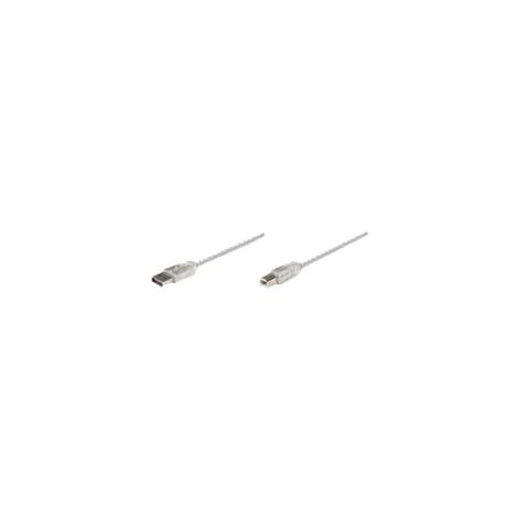 Manhattan USB 2.0 A-B Stecker/Stecker USB-Kabel, 5 m, Silber