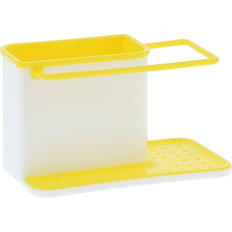 Égouttoir, porte-torchons, organisateur de rangement pour salle de bain, distributeur de savon de bureau, accessoires de douche pour salle de bain, cuisine et toilettes (jaune) (1/5)