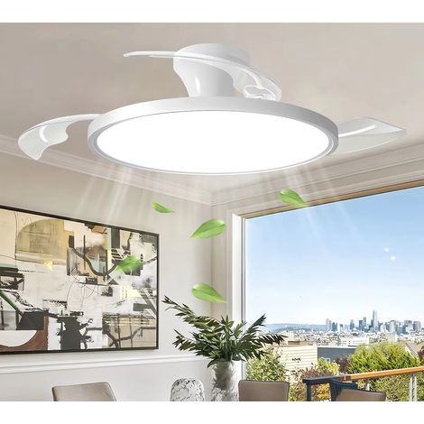 Ventilateur de Plafond LED 105 cm avec Pales Rétractables, Télécommande, Éclairage Dimmable, Ventilateur de Plafond Intelligent (1/5)