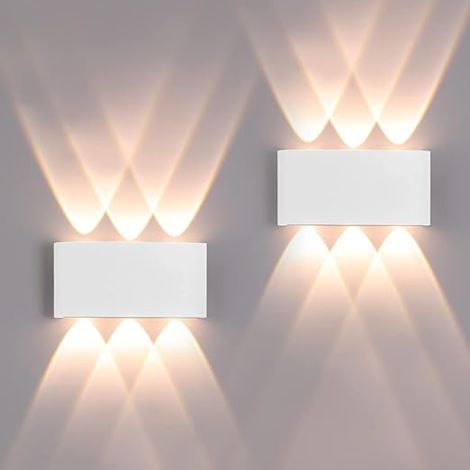 2pcs installation intérieur / extérieur LED wall light 6W ip65 imperméable à l'eau moderne aluminium haut et bas Luminescent wall light lampe murale (blanc 6500k lumière chaude) (1/5)