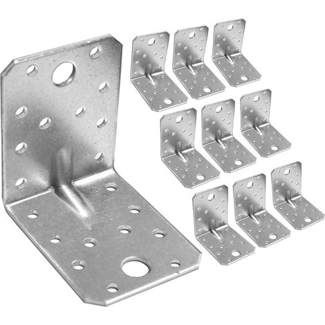Lntyq 10x Equerre d'assemblage renforcée (70 x 70 x 55 x 1.8) Equerre de Fixation Angle Droit Support en forme de L, Équerre Angle 90 Degrés en Acier, Équerre de Coin