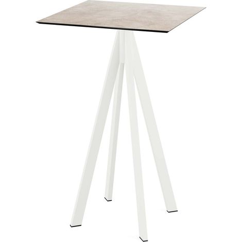 Infinity mange-debout avec piètement blanc + plateau HPL Moonstone 70x70 cm - Feros