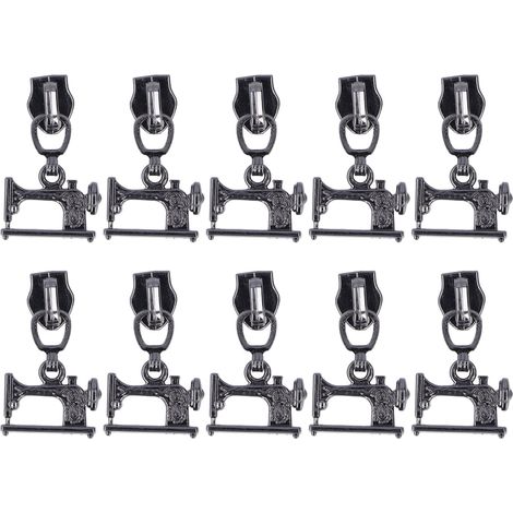 10 Pièces Têtes de Fermeture Éclair Métalliques pour Machine à Coudre, Idéales pour Manteaux, Sacs à Main et Valises, Couleur Gris (1/5)